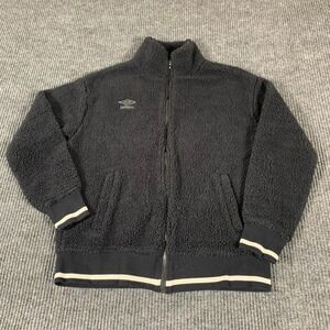 Umbro Jacket Womens‎ Medium M Black Full Zip Embroidered Soccer Sports Fuzzy Gym